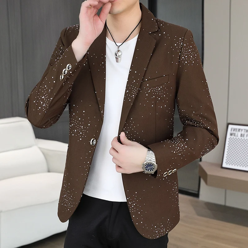 The autumn suit is a trendy, cool and high-end style with a hot diamond design. It is a fashionable young man's suit jacket - Image 4