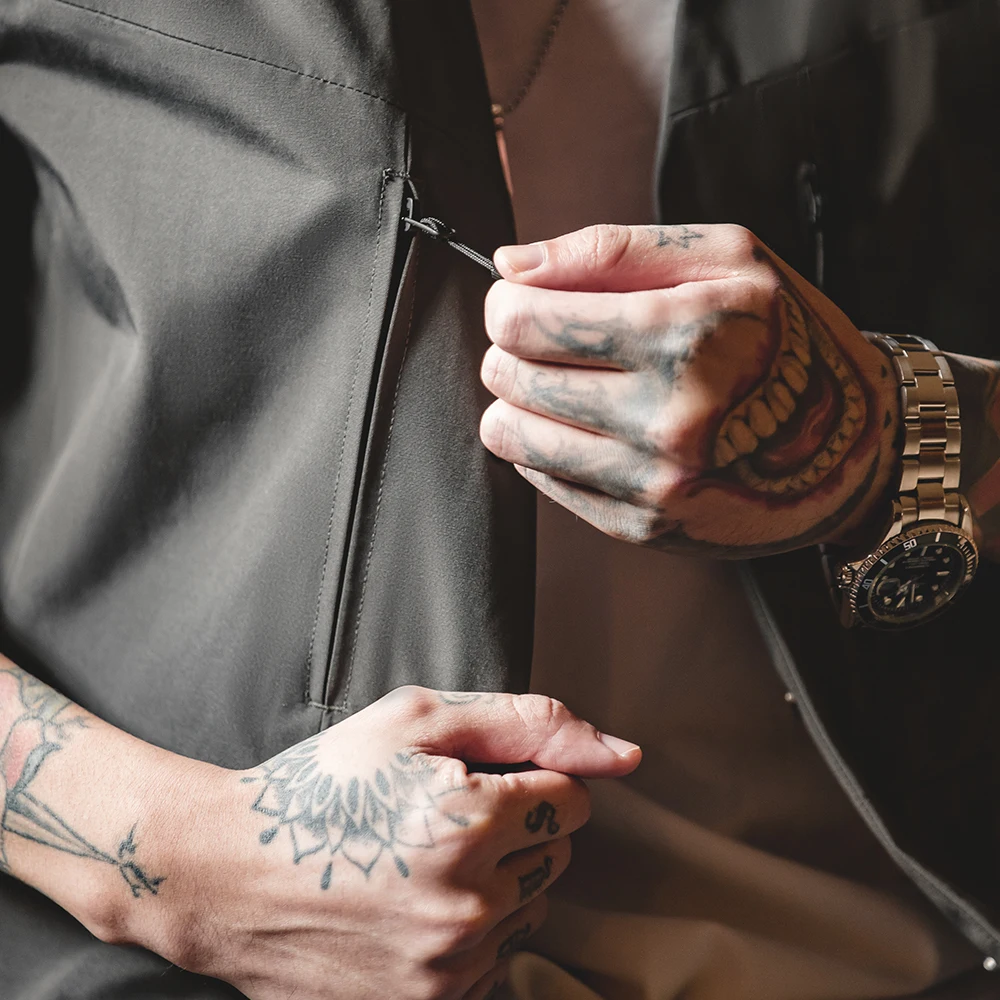 Maden Men Casual Collarless Grey Suit Jacket Functional Commuter Versatile Jacket Men's Clothing Solid Color Casual Blazers - Image 4