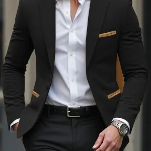 Men's Corduroy Blazer Jacket Medium Thick Business Suit Spring & Fall Season Fitted Design Woven Fabric Style