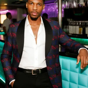 Mens Tuxedo Jacket Paisley Shawl Lapel Suit Blazer Jacket for Dinner,Prom,Wedding