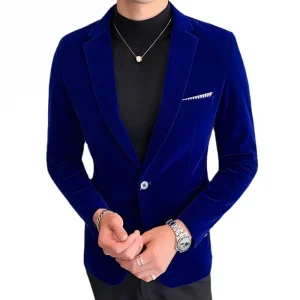 Mens Blazer Men's Fashion Business Corduroy Shirt Gentleman British Style Casual Slim-fit Wedding Work Mens Blazer Jacket 5XL