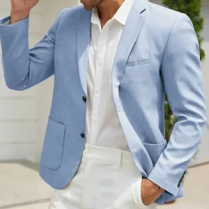 Men's casual solid color two-button suit jacket