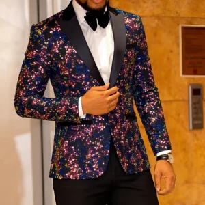 Men's fashion sequined suit jacket formal party