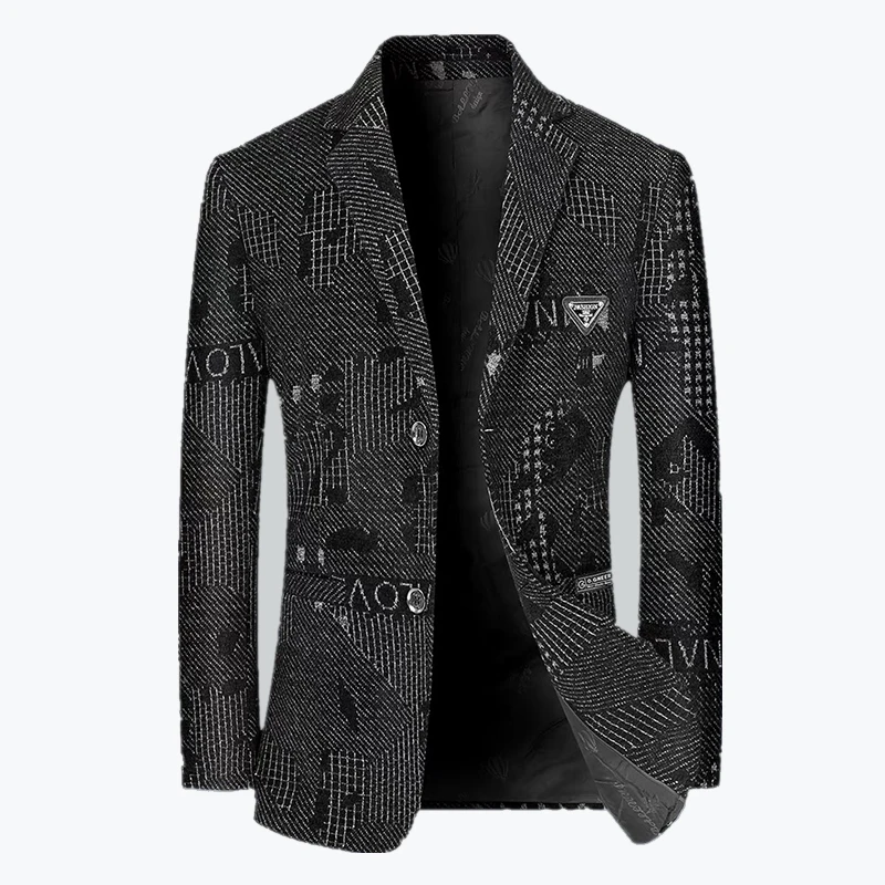 Blazer New Men's Fashionable Business Wedding Banquet Casual Hosting Dress for High-end Middle-aged Woolen Performances Blazer - Image 5