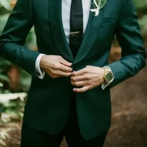 Men Suits Country Garden Wedding Tuxedos Shawl Lapel Slim Fit Groom Formal Wear Man Elegant Prom Party Blazer Emerald Green
