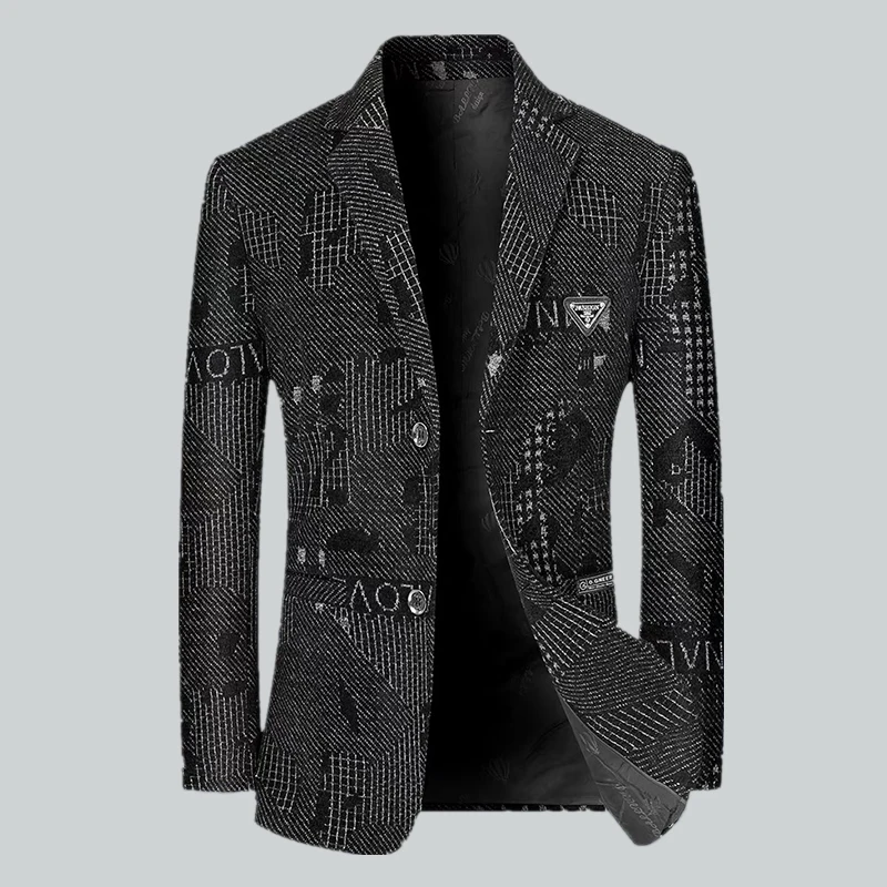 Blazer New Men's Fashionable Business Wedding Banquet Casual Hosting Dress for High-end Middle-aged Woolen Performances Blazer - Image 4