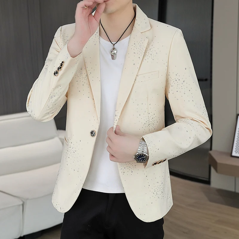 The autumn suit is a trendy, cool and high-end style with a hot diamond design. It is a fashionable young man's suit jacket - Image 3